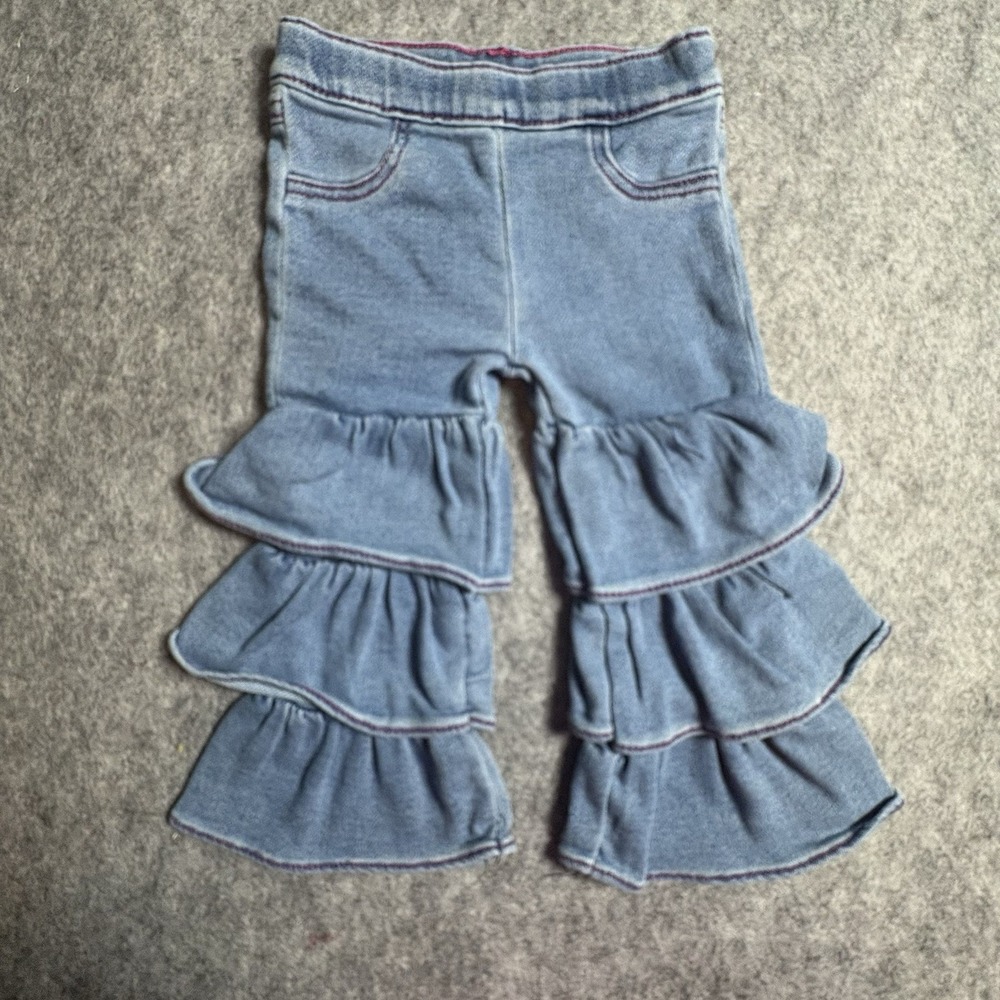 VTG Wrangler Ruffle Pants Girls Fits Like 4/5 Pull On Elastic Waist Cute